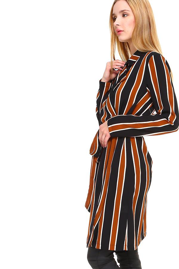 Multi Stripe Long Blazer - Bagzio