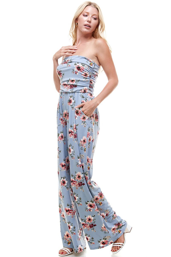 Women Floral Strapless Jumpsuit - Bagzio