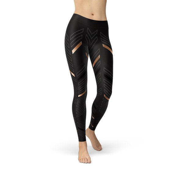 Womens Sports Stripes Black Leggings - Bagzio