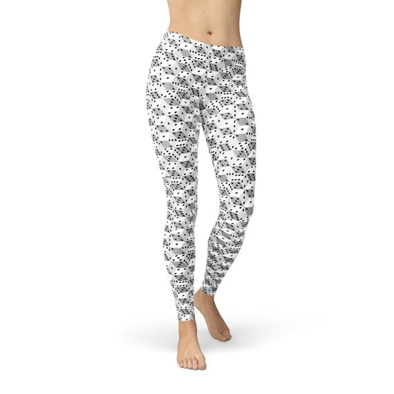Womens Black and White Dice Leggings - Bagzio