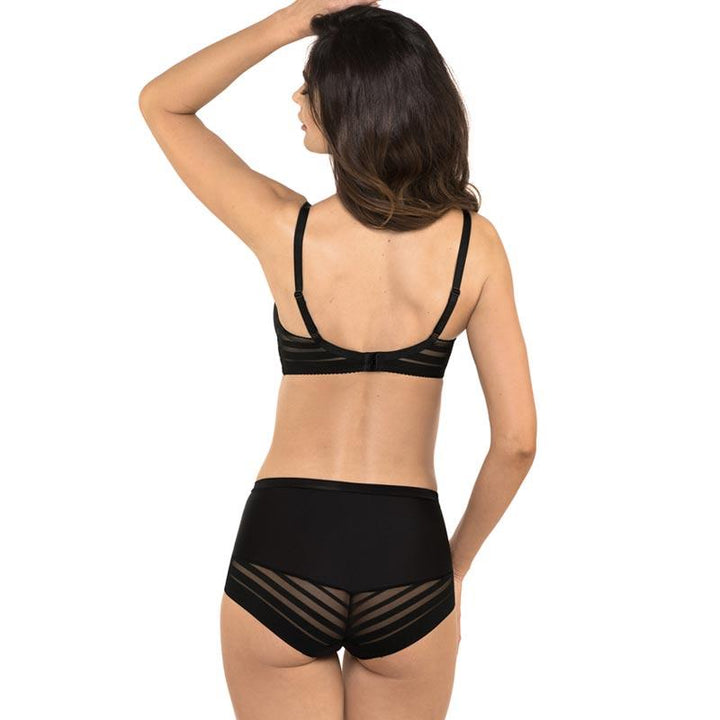 Full Figure Padded Striped Bra Gorteks Luna Black - Bagzio