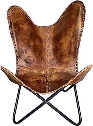 Bagzio Butterfly Chair - Leather, Handmade, Iron Frame Bagzio